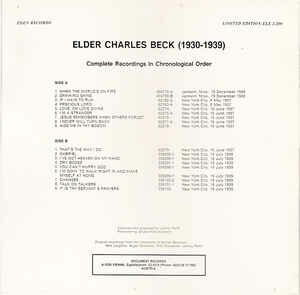 Elder Charles Beck - (1930-1939) Complete Recordings In Chronological Order