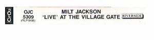 Milt Jackson Quintet - 'Live' At The Village Gate