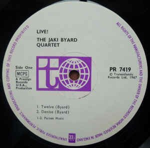 Jaki Byard Quartet, The - Live! Vol. 1 